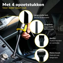 Dunlop Auto Stofzuiger Draadloos 12V - Handstofzuiger met 4 Opzetstukken - USB-C Oplaadbare Auto Stofzuiger Snoerloos - Kruimeldief Nat en Droog - 5000Pa Zuigkracht en Blaas Functie - Grijs/Geel — thumbnail 5