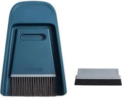Mini Bezem Stofpan - Reinigingsset Desktop - Snel Opruimen - Zachte Borstelharen - Compact Ontwerp - Oceaan Blauw