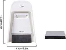 Stoffer en Bezem Set - Mini Veegset - Desktop Schoonmaken - Antisliprand - 19.5 x 13.3 cm - Grijs-wit — thumbnail 2