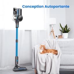 Blauwe Snoerloze Steelstofzuiger 40 x 34 x 18 cm, 265 W, 26 kPa, 2 Zuigstanden, 5-Traps HEPA Filtersysteem, LED Vloerborstel, 45 min Gebruiksduur, Draadloze Stofzuiger voor Vloer, Tapijt en Auto — thumbnail 2