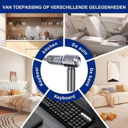 Draadloze Kruimeldief 22000Pa – Handstofzuiger Accu – Mini Autostofzuiger – HEPA Filter – USB-C Oplaadbaar – 30 Min Accuduur – 120W – Donkergrijs — thumbnail 3