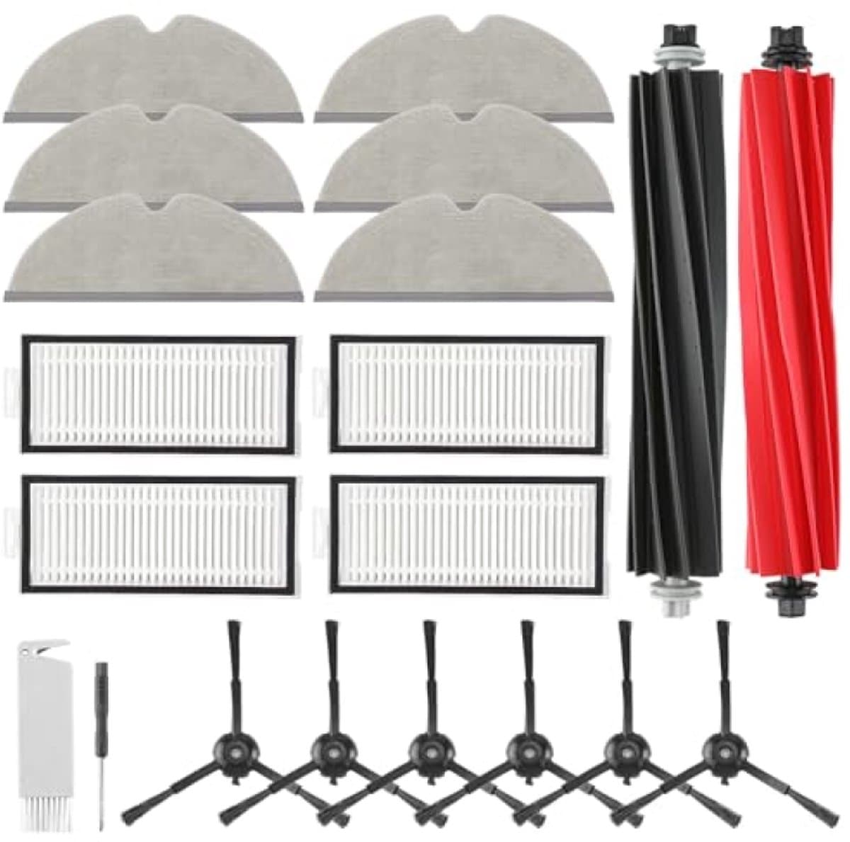 PromoHome 20-delig Accessoirepakket voor Roborock Q5 Pro, Q5 Pro+, Q8 Max+, Q8 Max - 2 Hoofdborstels, 4 HEPA-filters, 6 Dweilen, 6 Zijborstels, Reinigingsborstel, Schroevendraaier — afbeelding 1