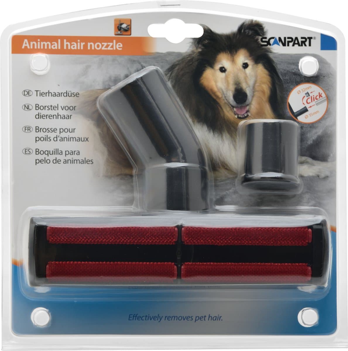 Scanpart stofzuigermond voor dierenharen 32 en 35 mm - Voor het verwijderen van honden en katten haar - Cat and dog - Geschikt voor AEG Bosch Electrolux Miele Moulinex Nilfisk Panasonic Philips Rowenta Siemens - Universeel — afbeelding 1