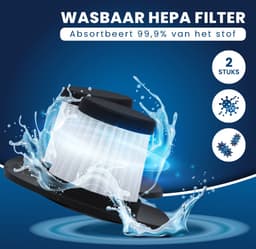 HomeShift Kruimeldief Draadloos - Handstofzuiger - Kruimelzuiger - Nat & Droog - Incl. 5 opzetstukken en 2 HEPA filters - Zwart — thumbnail 4