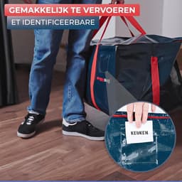 Set van 4 XXL opbergzakken - grote tas voor verhuizing en reizen - stevige dikke en waterdichte tas - WRAPPYBAG - versterkte handgrepen - kleding dekbed/kussen - 75 x 36 x 38 cm — thumbnail 4
