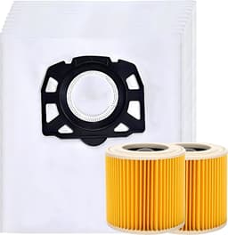 15x Stofzuigerzakken & 2 filter geschikt voor Karcher WD2 Plus, WD3 (Battery), KWD1, KWD2, KWD3, WD3.200 - WD3.800 M - stofzuigzak stofzakken — thumbnail 1