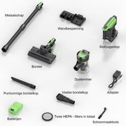 Grenintol Steelstofzuiger - 8 in 1 Steelstofzuiger Draadloos - Zelfstaande Stofzuiger Zonder Zak - 300W/2200 mAh Accu - 55 Minuten - 1,2 L Stofbak - voor Tapijten en Harde Vloere - 65,000PA - Groente — thumbnail 2