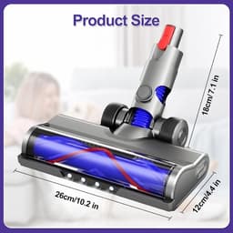 Vervangende kop Geschikt voor Dyson V7 V8 V10 V11 V15 V8 Slim stofzuigers, geschikt voor harde vloeren en laagpolige tapijten, met LED-koplamp, V-vormig borstelontwerp en rubberen wielen — thumbnail 5