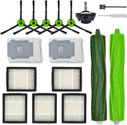 Vervangingsonderdelen Geschikt voor iRobot Roomba J Plus Series J5+ J6+ J7+ J8+ J9+ – 1 hoofdborstel, 2 stofzakken, 5 zwarte zijborstels, 5 filters, 1 voorwiel (Zonder Combo j7+ j9+) — thumbnail 1