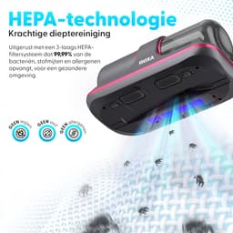 Roxa Huisstofmijt Stofzuiger - UV Lamp Sterilisator - Matras, Tapijt, Meubel, Zetel & Bank Reiniger Apparaat - Kruimeldief snoerloos best verkocht - Bacterie, Mijt & Schimmel Bestrijder - Zonder Zak - USB Opladen - Rood/Grijs - 2025 — thumbnail 2