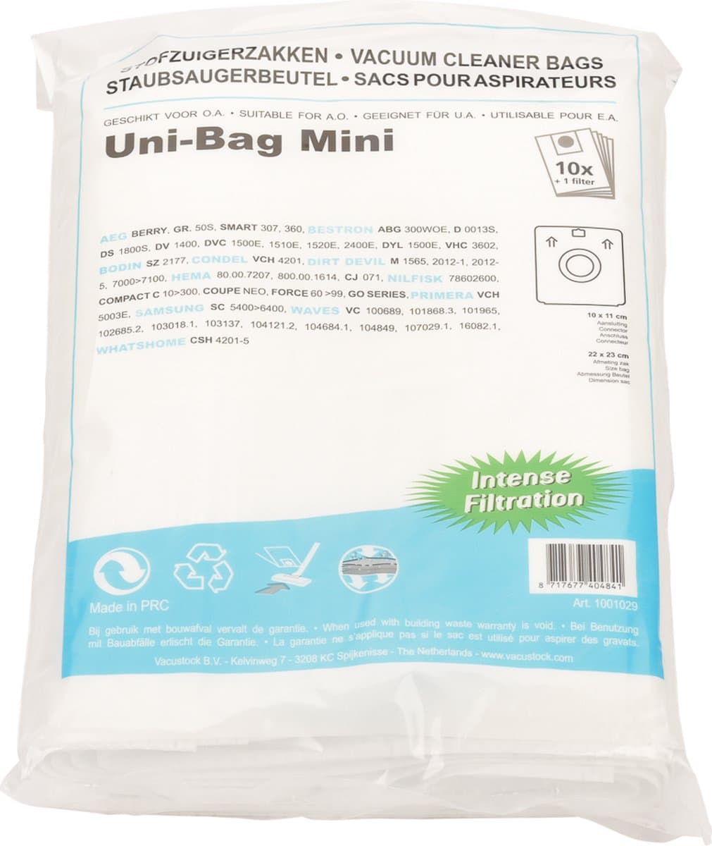 Uni Bag Mini Stofzuigerzakken - Microfleece - 10 Stuks — afbeelding 1