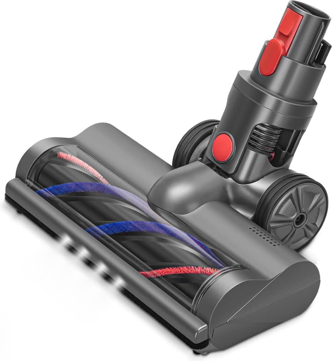 ZENC® Zuigmond Geschikt Voor Dyson V15, V11, V10, V8 & V7 Steelstofzuiger - Turbo Borstel - Vloerborstel Met 4 LED Lampen - Opzetstuk - Mondstuk - Stofzuigeraccessoires - Grijs — afbeelding 1