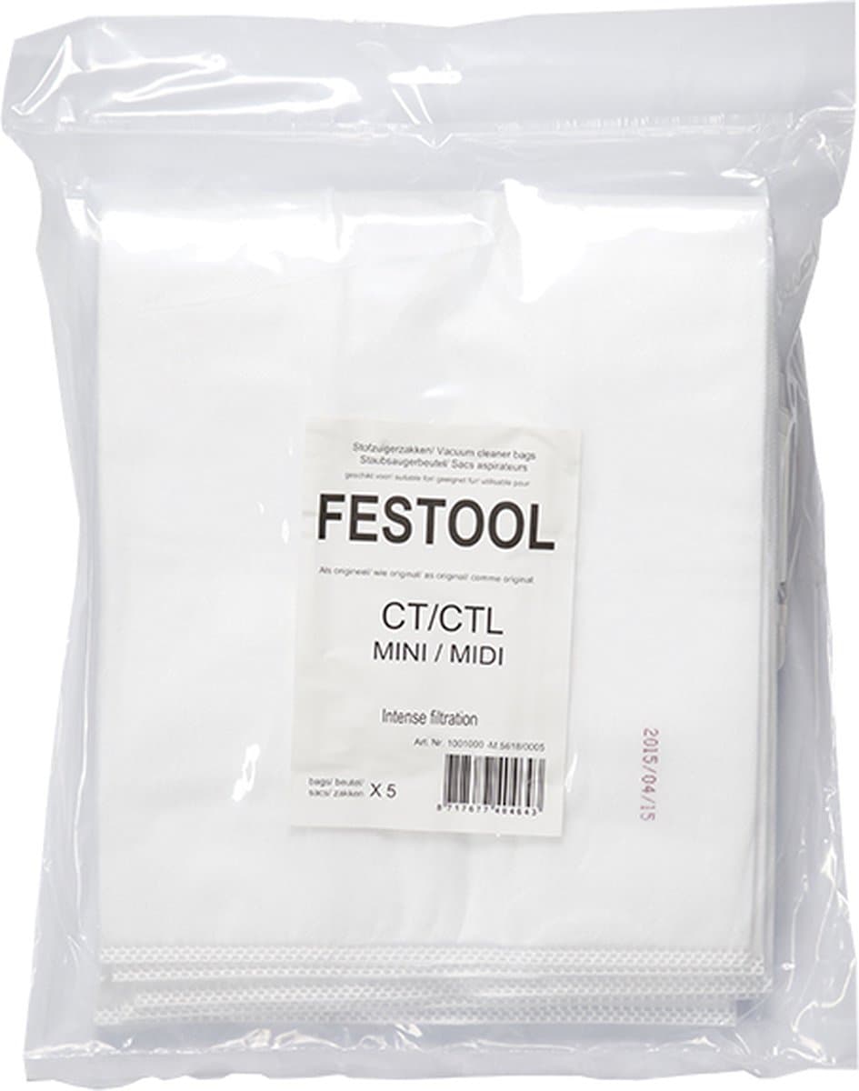 Stofzuigerzakken geschikt voor Festool Midi / Mini (modeljaar t/m 2018) (synthetisch, 5 stuks) — afbeelding 1