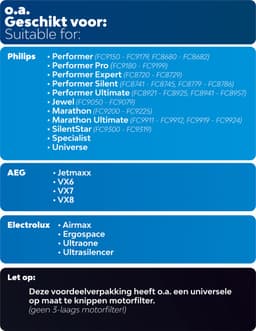 10x Dparts S-bag stofzuigerzakken en 1 HEPA filter - geschikt voor Philips en AEG - voor series VX6 VX7 PerformerPro Performer Expert Silent Ultimate Expert - nr. Classic Long Performance - PH99 - FC8021/03 - FC8021/05 - GR201S - GR201SM — thumbnail 2