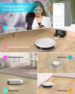 2-in-1 Robotstofzuiger met Laadstation - Met Dweilfunctie (Excl. Dweilaccessoires) - 3.0 Technologie - 120min. - Robotstofzuigers - Dweilrobot - Huisdieren - Stofzuiger - Spraakbesturing & App - Wit — thumbnail 3