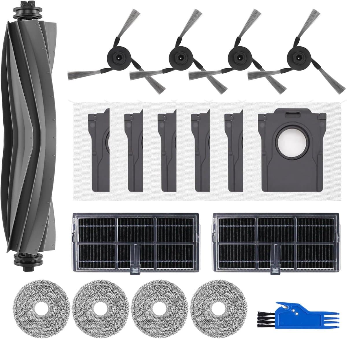 18 Stuks Accessoires geschikt voor Dreame X40 PRO/X40Ultra/L40 Ultra Robotstofzuiger - 1 Hoofdborstel, 2 Filters, 4 Zijborstels, 4 Dweildoeken, 6 Stofzakken, 1 Reinigingsborstel — afbeelding 1