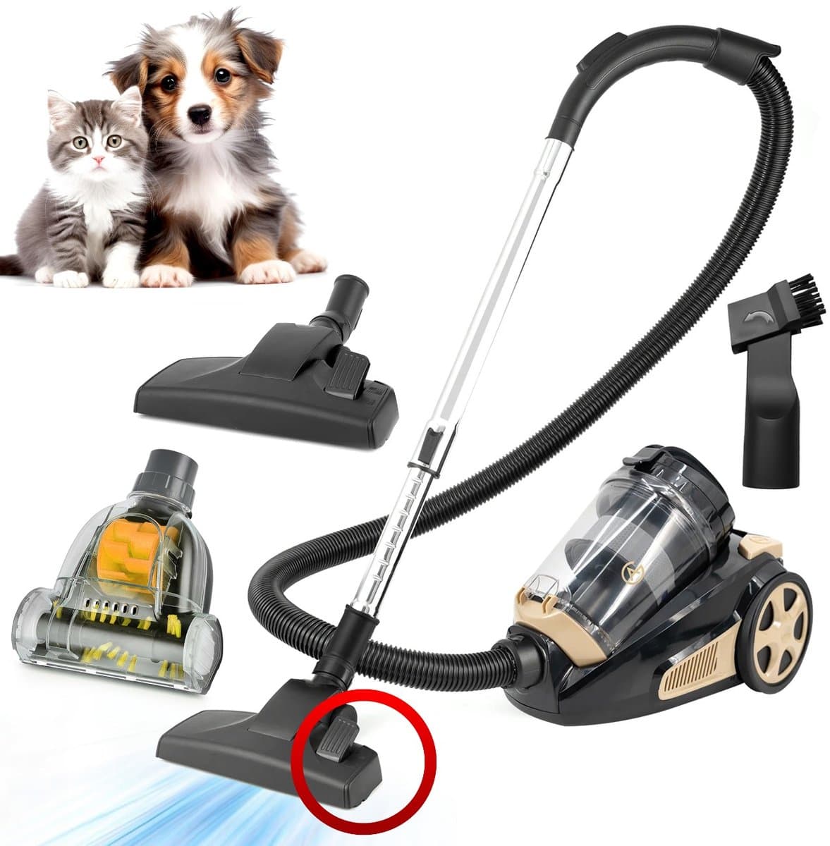 AG3400 Stofzuiger Zonder Zak - Stofzuigers - Vacuum Cleaner Zakloos - Geschikt Voor Dierenharen - Extra Lange Kabel - 850W - Sterke Zuigkracht - Zwart/Goud — afbeelding 1