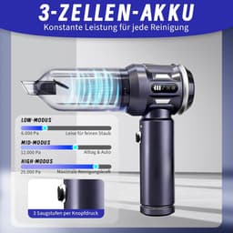 NETTLIFE - Kruimelzuiger - Handstofzuiger - Accu Mini Stofzuiger Draadloos - 25000Pa - 4-in-1 Autostoofzuiger - 3 standen - Draagbare stofzuiger - voor auto Huishouden Dierenharen - grijs — thumbnail 2