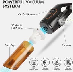 Stofzuiger - 120 WATT - Kruimelzuiger - 12 Volt - Multifunctioneel - Handstofzuiger — thumbnail 2