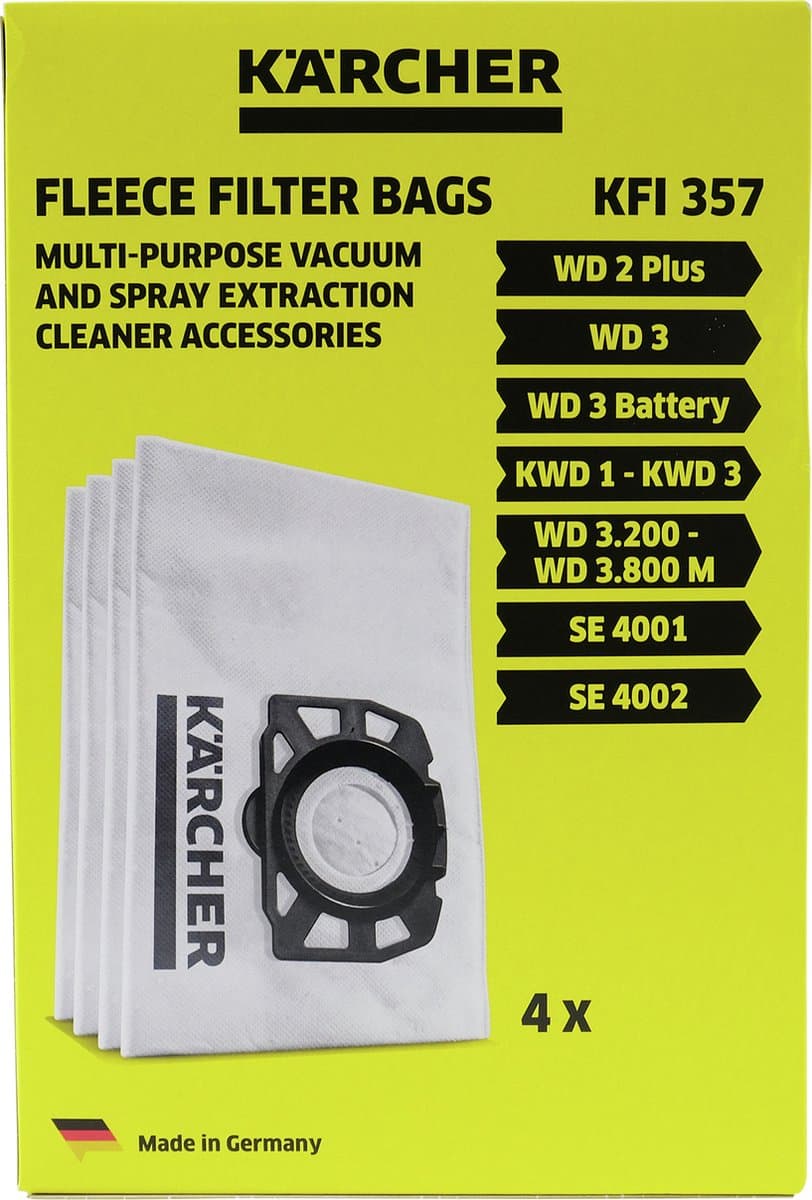 Karcher KFI357 vlies filter stofzuigerzakken, geschikt voor WD2 en WD3 serie — afbeelding 1