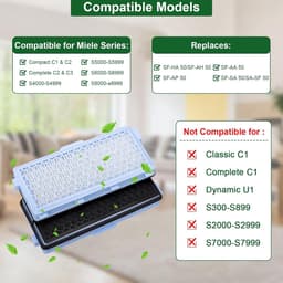 2 stofzuigerfilters voor Miele HEPA filter voor Miele S8340 Active AirClean SF-HA 50 filter vervanging voor Miele stofzuiger Compact C1 C2 Complete C2 C3 Geschikt voor S4, S5, S6, S8 serie met — thumbnail 5