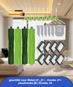 stofzuiger accessoireset XXXL geschikt voor iRobot j7 , j7+ , Combo J7+ plus/Combo j9+ /Combo 10 borstelaccessoires geschikt voor iRobot Roomba, 2 sets rubberen borstels,8 filters, 8 zijborstels, 6 Stofzuigerzakken — thumbnail 1