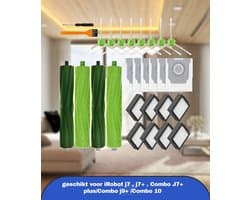 stofzuiger accessoireset XXXL geschikt voor iRobot j7 , j7+ , Combo J7+ plus/Combo j9+ /Combo 10 borstelaccessoires geschikt voor iRobot Roomba, 2 sets rubberen borstels,8 filters, 8 zijborstels, 6 Stofzuigerzakken