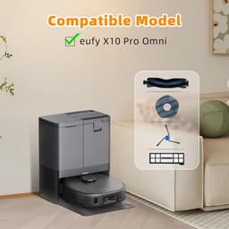PolkaHome® 19-delige reserveonderdelen, onderdelen, accessoires geschikt voor Eufy X10 Pro Omni stofzuigerrobot 4 stofzakken, 4 wasbare dweildoeken, 4 zijborstels, 4 HEPA-filters, 1 hoofdborstel, 1 schroevendraaier, 1 2-in-1 schoonmaaktool met mesje — thumbnail 3