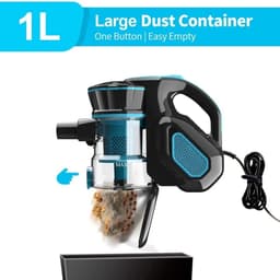 Snoerloze stofzuiger - Steelstofzuiger Draadloos - Stofzuiger zonder zak - Stofzuiger Draadloos - 600 Watt - 1 Liter Stofbak - Zakloos - Blauw — thumbnail 4