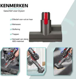 ZENC® Anti Klit Borstel Geschikt Voor Dyson Steelstofzuiger V15, V11, V10, V8 & V7 - Mini Turbo Zuigmond - Matrasborstel - Opzetstuk - Stofzuigermondstuk - Mondstuk - Stofzuigeraccessoires - Grijs — thumbnail 2