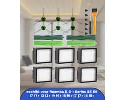 Borstelvervangingsonderdelen geschikt voor Roomba E & I Series E5 E6 i7 i7+ i3 i3+ i4 i4+ i6 i6+ i8 i8+, 2 Sets Rubberen Borstels, 6 Filters, 6 Zijborstels, Vervanging Robot Stofzuiger Accessoires voor Roomba