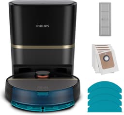 Philips HomeRun Aqua 7000 Series XU7100/01 - Robotstofzuiger met Dweilfunctie - Incl. Laadstation - Zwart / Goud - App Connected — thumbnail 4
