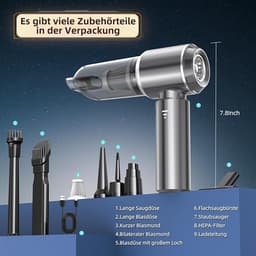 Traumheim Auto Stofzuiger Draadloos Krachtig - Snoerloos Stofzuiger- Auto Stofzuiger Draadloos Krachtig - Handstofzuiger - Nat en Droog - Mini Stofzuiger - kruimelzuiger - Inclusief 6 Opzetstukken & 1 Reinigbaar Filter - Zilver — thumbnail 2
