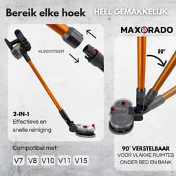 Maxorado 2-in-1 Vloermop geschikt voor Dyson V7 / V8 / V10 / V11 / V15 – Inclusief 2 Pads - Dweilmondstuk - Vloerreiniger - Stofzuigermondstuk — thumbnail 5