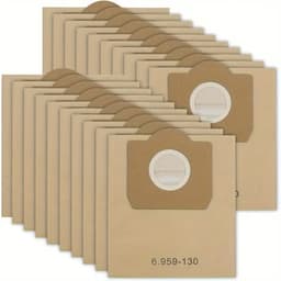 20x Stofzuigerzakken Compatibel met Kärcher WD3 A2201/A2204/A2504/A2554/A2251/A2604 – Model 6.959-130.0 – 9.5L Capaciteit – 99% Filtratie – Hoge Efficiëntie – Bruin – Vervangende Filterzakken — thumbnail 1