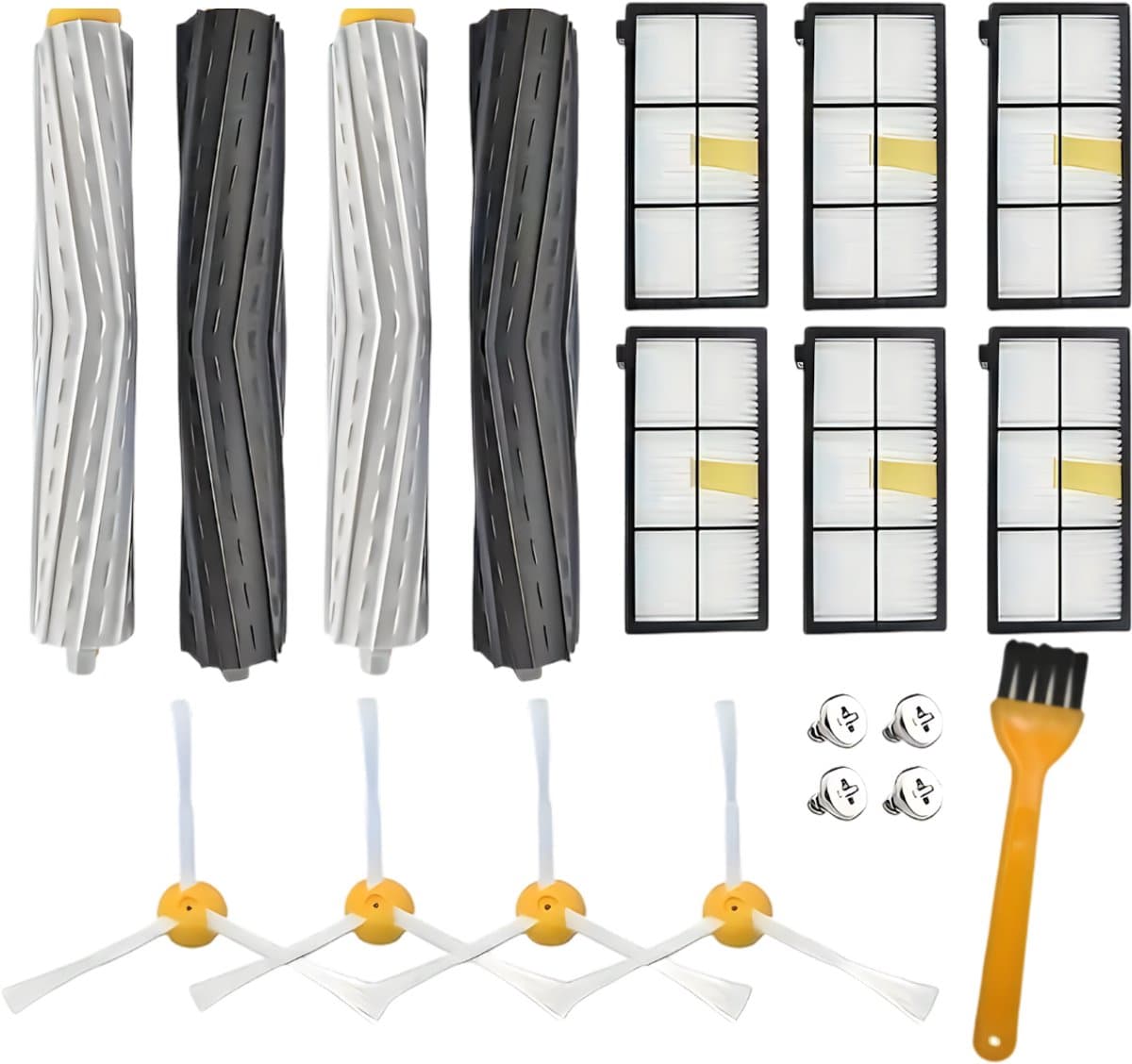 PolkaHome® 15-delige Vervangingsset voor iRobot Roomba 800- en 900-serie – Compatibel met 805, 850, 860, 861, 864, 866, 870, 880, 885, 890, 891, 960, 961, 980, 985 – 4 Rolborstels, 6 HEPA-filters, 4 Zijborstels, 1 Reinigingsborstel – Accessoires & On — afbeelding 1