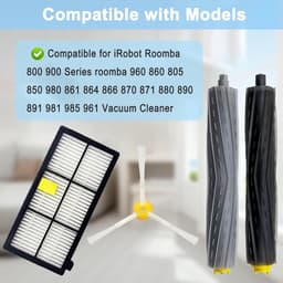 PolkaHome® 15-delige Vervangingsset voor iRobot Roomba 800- en 900-serie – Compatibel met 805, 850, 860, 861, 864, 866, 870, 880, 885, 890, 891, 960, 961, 980, 985 – 4 Rolborstels, 6 HEPA-filters, 4 Zijborstels, 1 Reinigingsborstel – Accessoires & On — thumbnail 2