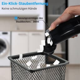 Handheld stofzuiger 120 W/15000 Pa mini-multifunctioneel draagbaar-licht draadloos-oplaadbaar-Zoeken naar dierenharen-auto-thuis-2 wasbare HEPA-filters voor nat en droog (zwart) — thumbnail 2
