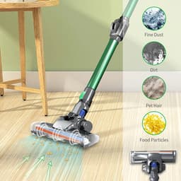 Ideach - Handstofzuiger met Steel - 15kPa - HEPA - 150W - Draadloze Steelstofzuiger - Draadloze stofzuiger - Afneembare Kruimelzuiger - Zakloze stofzuiger - Groente — thumbnail 5