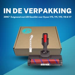 ZENC® Zuigmond met LED Geschikt voor Dyson V15, V11, V10, V8 & V7 Steelstofzuiger - Borstel - Vloerborstel - Stofzuigermond - Opzetstuk - Parketborstel - Mondstuk - Stofzuiger - Stofzuigeraccessoires - Grijs — thumbnail 4