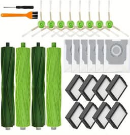 stofzuiger accessoireset XXXL geschikt voor iRobot i3, i3+, i7, i7+, i4, i6, i6+, i8, i8+, E5, E6, E7, (niet j7 , j7+), borstelaccessoires geschikt voor iRobot Roomba, 2 sets rubberen borstels,8 filters, 8 zijborstels, 6 Stofzuigerzakken — thumbnail 1