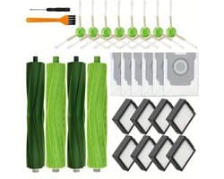 stofzuiger accessoireset XXXL geschikt voor iRobot i3, i3+, i7, i7+, i4, i6, i6+, i8, i8+, E5, E6, E7, (niet j7 , j7+), borstelaccessoires geschikt voor iRobot Roomba, 2 sets rubberen borstels,8 filters, 8 zijborstels, 6 Stofzuigerzakken