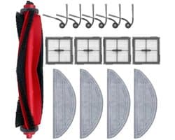 17-delige vervangingsonderdelenset geschikt voor Roborock Q10 S5/Q10 S5+/Q10 X5/Q10 X5+ robotstofzuigers, inclusief borstelkoppen en accessoires voor de stofzuiger.