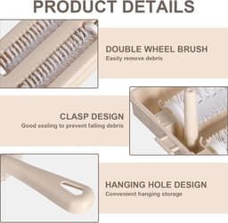 Kruimelveger Handheld - Kruimelborstel Vanger - Snel Opruimen - Dubbele Rolborstels - 10.5 x 26 cm - Beige — thumbnail 5
