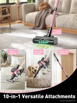Hutjemutje - steelstofzuiger - draadloze stofzuiger - vacuum cleaner - zonder zak - 500W - krachtig - ideaal voor huisdierenharen & alle vloertypes - roze — thumbnail 2