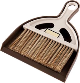 Stofblik en borstel - Bureau opruimer - Bureau schoonmaken - Compact ontwerp - Lange steel - Bruin — thumbnail 4