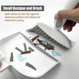 Bezem Stofpan Set - Mini Veegset - Bureau Schoonmaken - Ergonomische Handgreep - 3 Stuks - Grijs — thumbnail 2