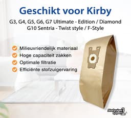 9x Stofzuigerzakken geschikt voor Kirby G3, G4, G5, G6, G7 Ultimate Edition Diamond, G10 Sentria Twist Style / F-Style - Duurzaam Materiaal - — thumbnail 4