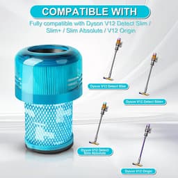 3 Vervangingsfilters Geschikt voor Dyson V12 Detect Slim, HEPA Filter Set met Reinigingsborstel, Geschikt voor V12 Detect Slim Absolute, Total Clean, Fluffy en Meer — thumbnail 4
