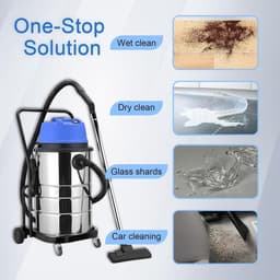 Nat- en Droogzuiger - Stofzuiger Werkplaats - Bouwplaats Schoonmaken - 1400W Krachtige Zuigkracht - 60 Liter Tank - Blauw — thumbnail 2